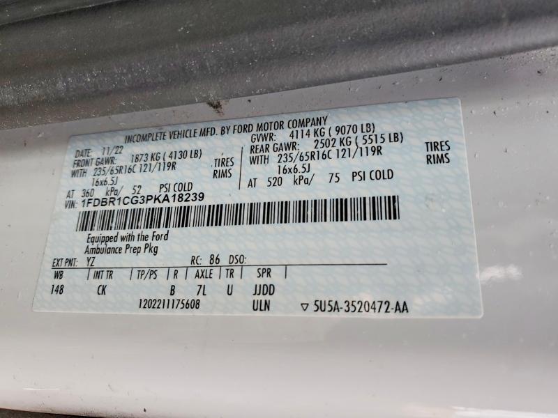 2023 Ford Transit მანქანა იყიდება აუქციონზე, vin: 1FDBR1CG3PKA18239, აუქციონის ნომერი: 76627135