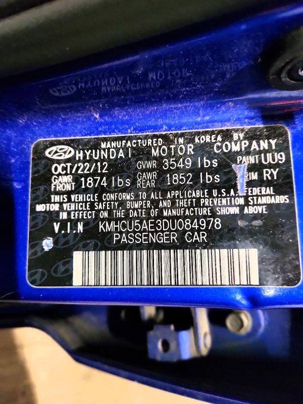 Aukcja sprzedaży 2013 Hyundai Accent, vin: KMHCU5AE3DU084978, numer aukcji: 77763085