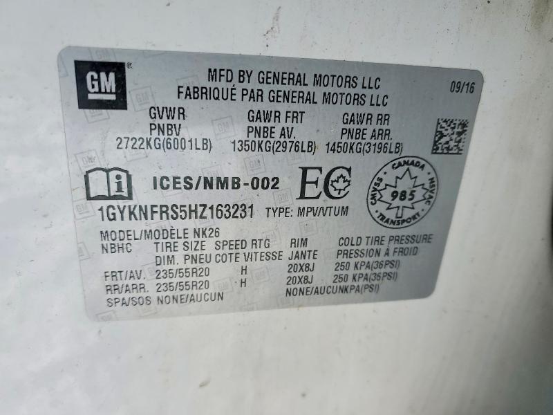 Aukcja sprzedaży 2017 Cadillac Xt5, vin: 1GYKNFRS5HZ163231, numer aukcji: 74337145