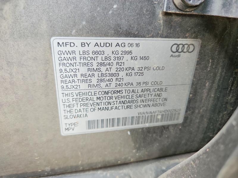 Продаж на аукціоні авто 2017 Audi Q7, vin: WA1VAAF74HD022529, номер лоту: 77462845
