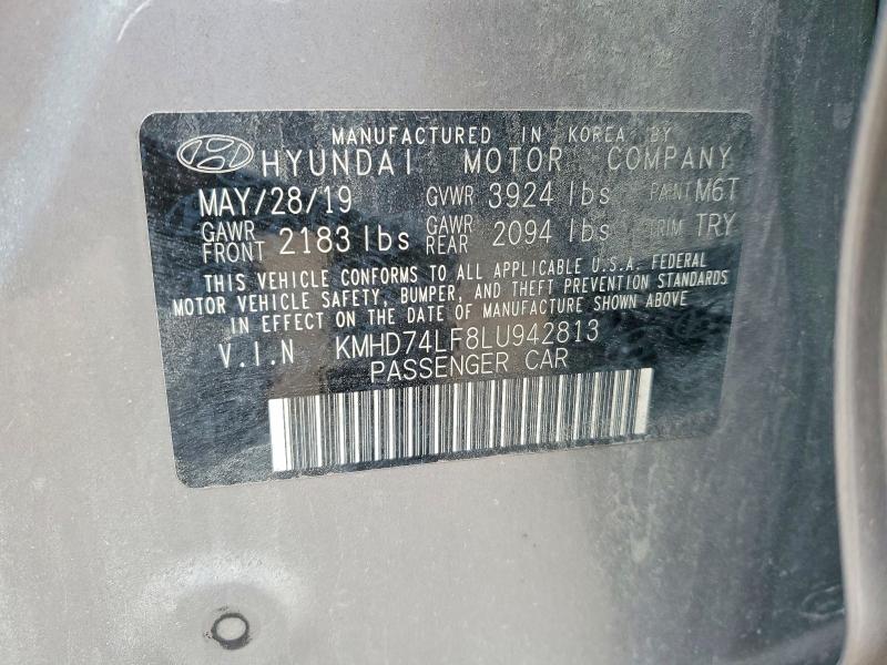 2020 Hyundai Elantra მანქანა იყიდება აუქციონზე, vin: KMHD74LF8LU942813, აუქციონის ნომერი: 79016825