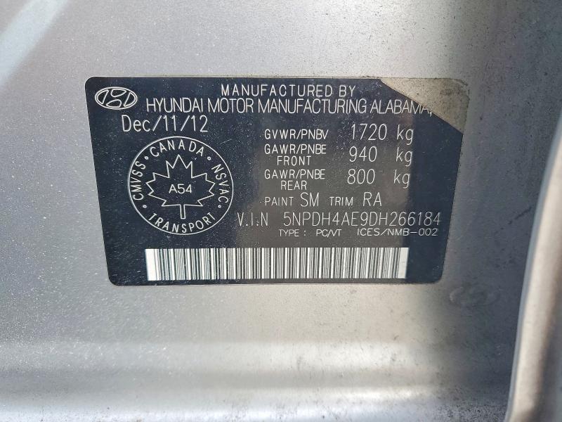 Aukcja sprzedaży 2013 Hyundai Elantra, vin: 5NPDH4AE9DH266184, numer aukcji: 78901385