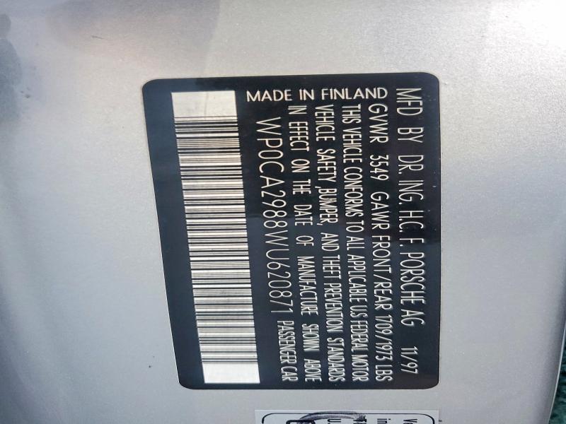 Aukcja sprzedaży 1998 Porsche Boxster, vin: WP0CA2988WU620871, numer aukcji: 76757655
