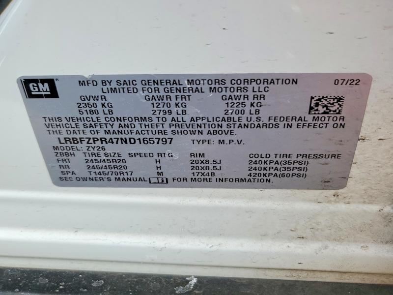 Aukcja sprzedaży 2022 Buick Envision, vin: LRBFZPR47ND165797, numer aukcji: 75818265