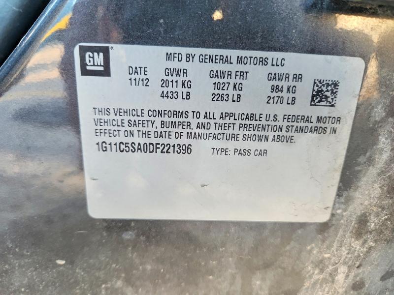 Продажа на аукционе авто 2013 Chevrolet Malibu, vin: 1G11C5SA0DF221396, номер лота: 77625435
