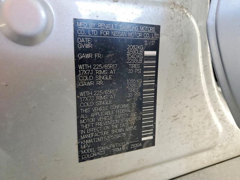 78095695 :رقم المزاد ، KNMAT2MT5JP529478 vin ، 2018 Nissan Rogue مزاد بيع