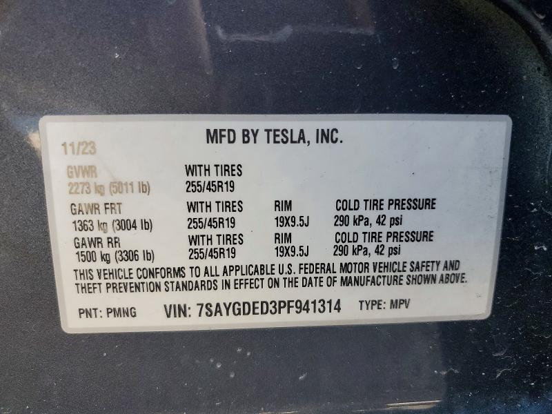 Продаж на аукціоні авто 2023 Tesla Model Y, vin: 7SAYGDED3PF941314, номер лоту: 78556385