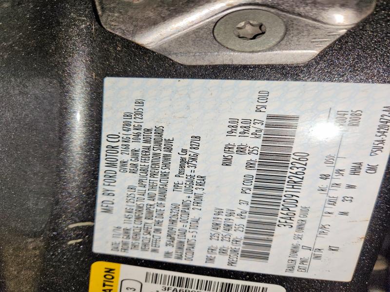 75911475 :رقم المزاد ، 3FA6P0D91HR263260 vin ، 2017 Ford Fusion Tit مزاد بيع