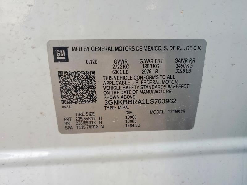 Aukcja sprzedaży 2020 Chevrolet Blazer, vin: 3GNKBBRA1LS703962, numer aukcji: 78530055