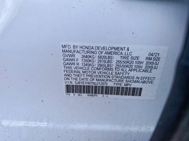 Aukcja sprzedaży 2022 Acura Mdx, vin: 5J8YE1H07NL012975, numer aukcji: 75579875