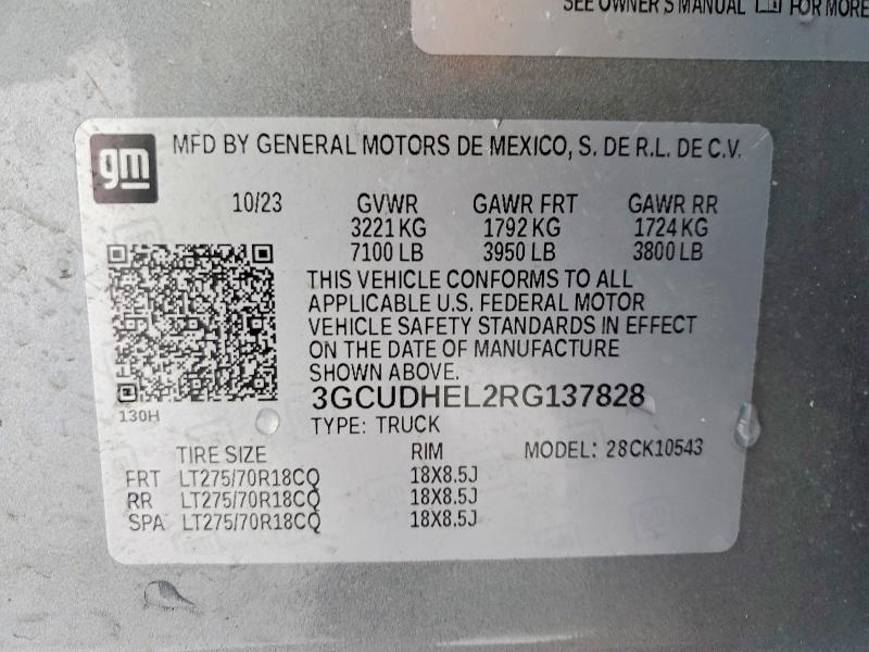 76957145 :رقم المزاد ، 3GCUDHEL2RG137828 vin ، 2024 Chevrolet Silverado مزاد بيع