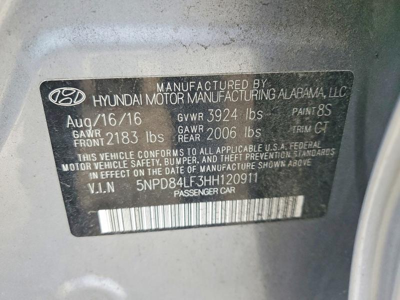 2017 Hyundai Elantra მანქანა იყიდება აუქციონზე, vin: 5NPD84LF3HH120911, აუქციონის ნომერი: 78152705