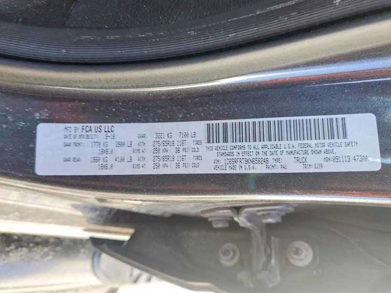 Aukcja sprzedaży 2019 Ram 1500, vin: 1C6SRFRT9KN658248, numer aukcji: 77469685