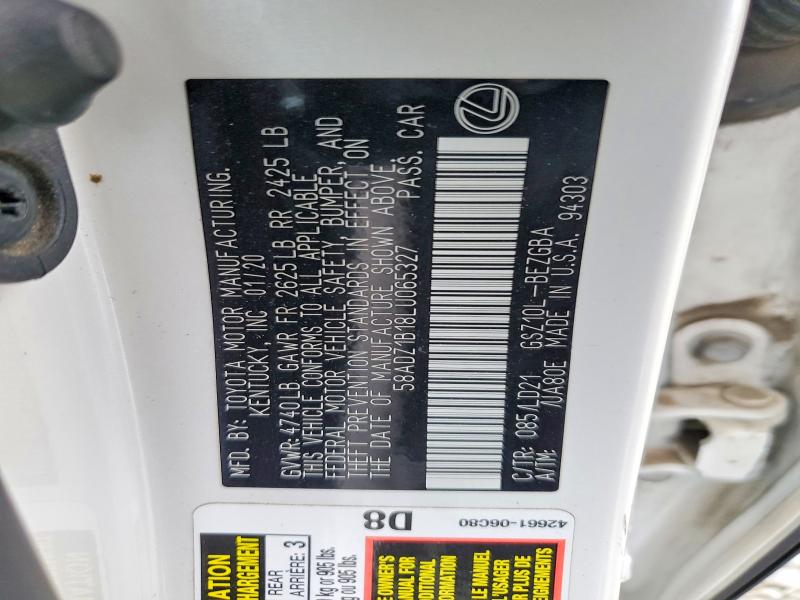 Продажа на аукционе авто 2020 Lexus Es 350, vin: 58ADZ1B18LU065327, номер лота: 78984035