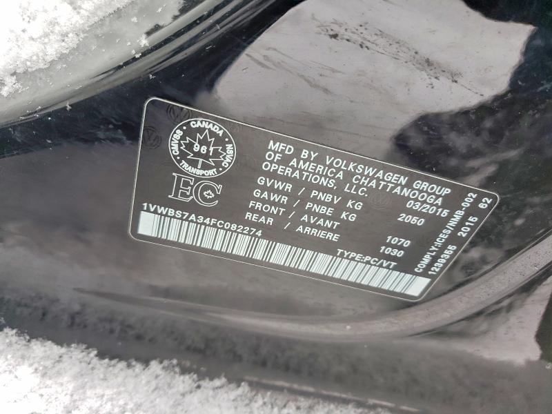 Продажа на аукционе авто 2015 Volkswagen Passat, vin: 1VWBS7A34FC082274, номер лота: 99822975