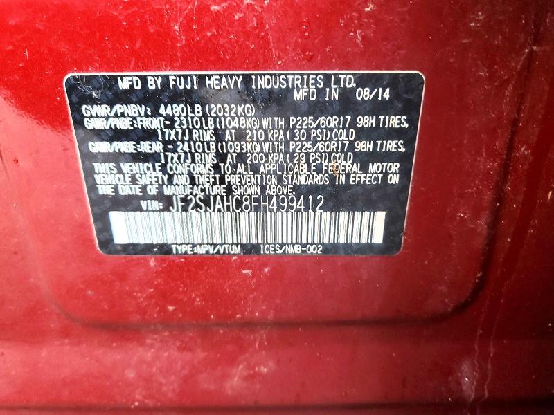 Aukcja sprzedaży 2015 Subaru Forester, vin: JF2SJAHC8FH499412, numer aukcji: 77510395