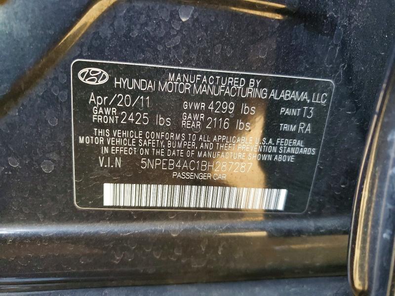 Aukcja sprzedaży 2011 Hyundai Sonata, vin: 5NPEB4AC1BH287287, numer aukcji: 75878845