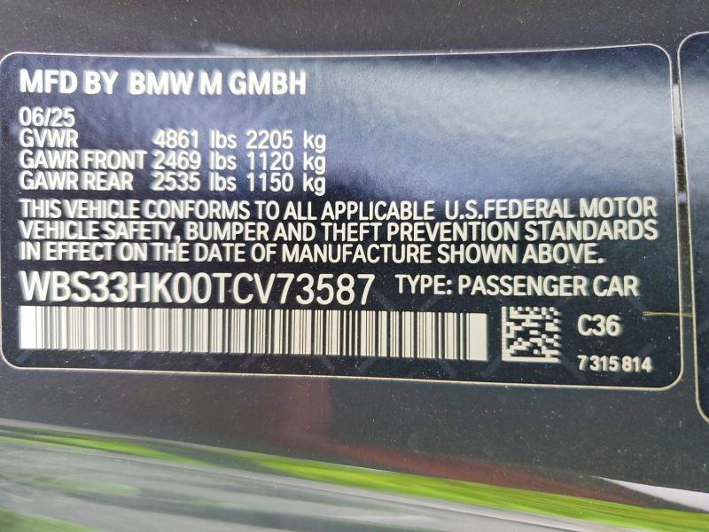 Продажа на аукционе авто 2026 Bmw M4, vin: WBS33HK00TCV73587, номер лота: 77712285