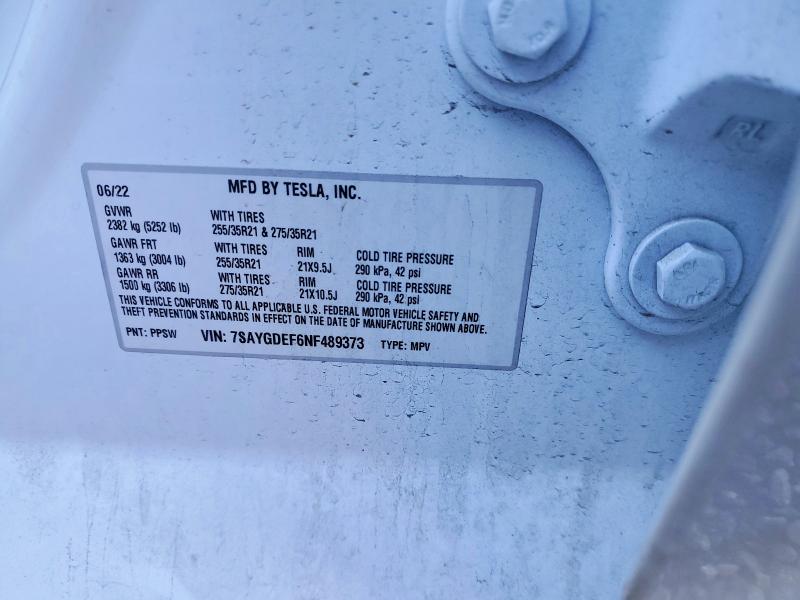 Aukcja sprzedaży 2022 Tesla Model Y, vin: 7SAYGDEF6NF489373, numer aukcji: 76991785
