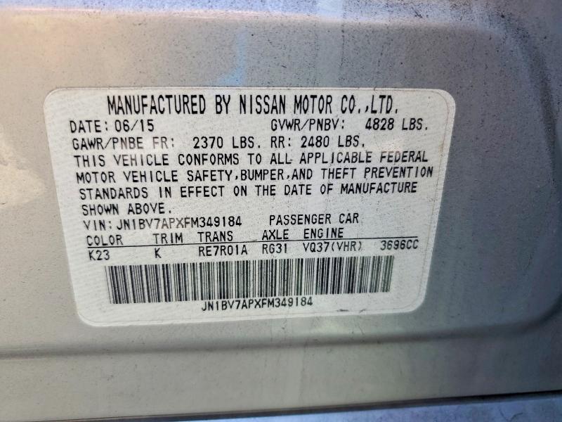 Aukcja sprzedaży 2015 Infiniti Q50, vin: JN1BV7APXFM349184, numer aukcji: 77738285