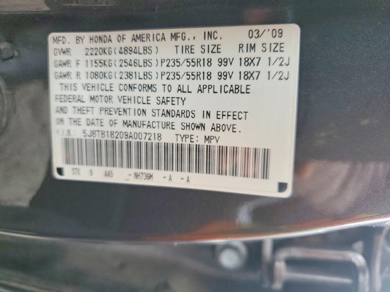 2009 Acura Rdx მანქანა იყიდება აუქციონზე, vin: 5J8TB18209A007218, აუქციონის ნომერი: 76551355