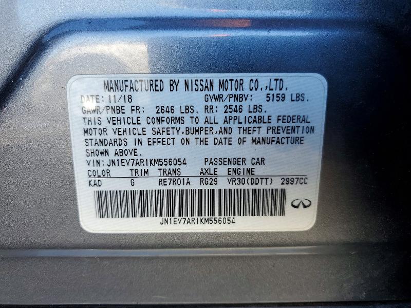 75250115 :رقم المزاد ، JN1EV7AR1KM556054 vin ، 2019 Infiniti Q50 مزاد بيع