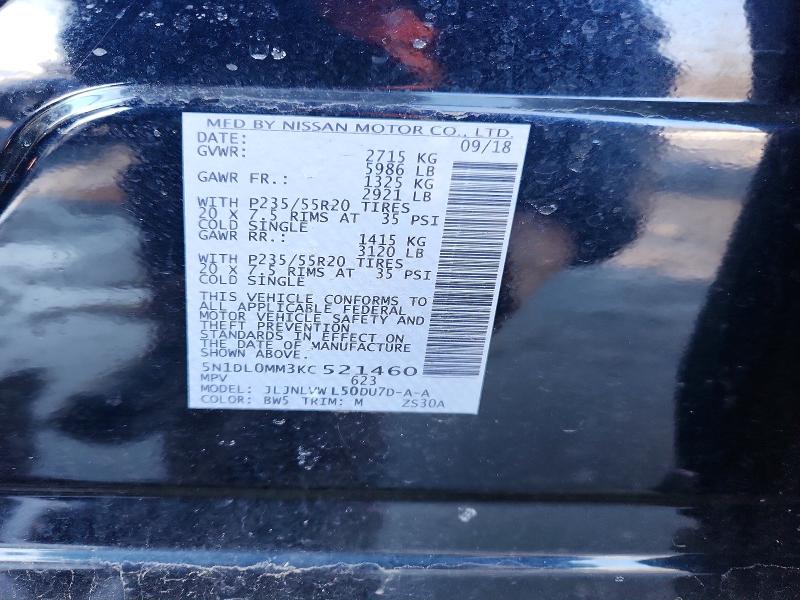 78902545 :رقم المزاد ، 5N1DL0MM3KC521460 vin ، 2019 Infiniti Qx60 مزاد بيع