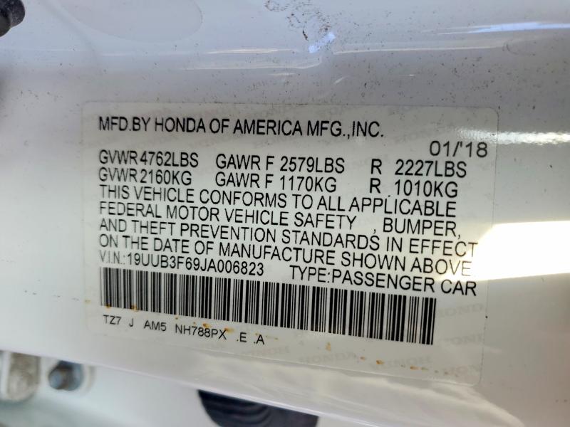 76120905 :رقم المزاد ، 19UUB3F69JA006823 vin ، 2018 Acura Tlx مزاد بيع