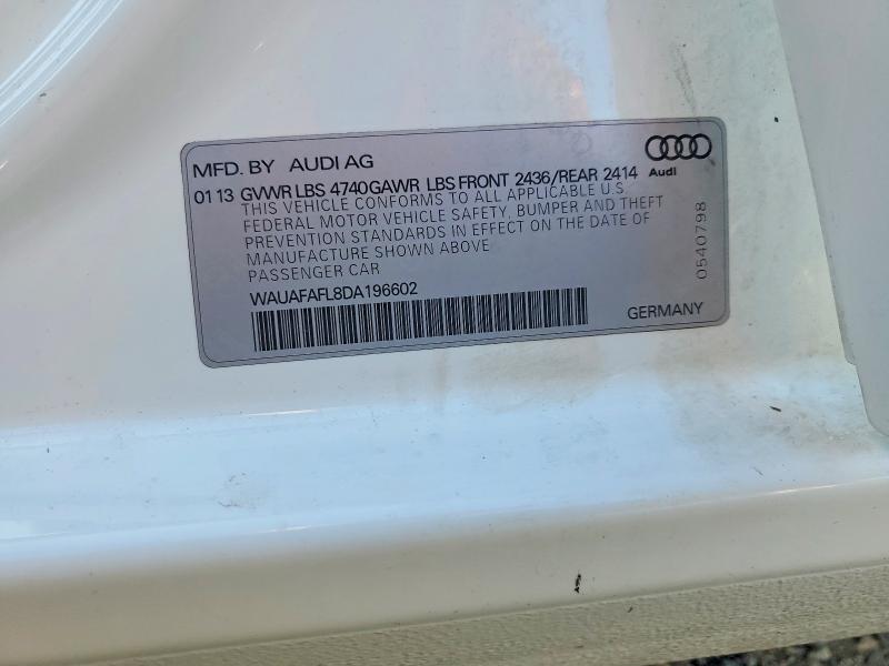 Aukcja sprzedaży 2013 Audi A4 Premium, vin: WAUAFAFL8DA196602, numer aukcji: 76182755