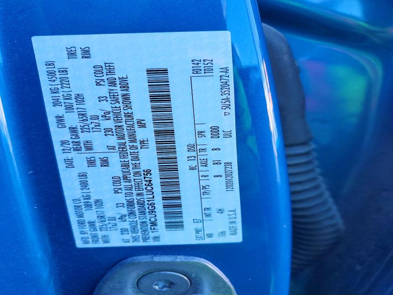Продаж на аукціоні авто 2020 Ford Escape, vin: 1FMCU9G61LUC64756, номер лоту: 77014205