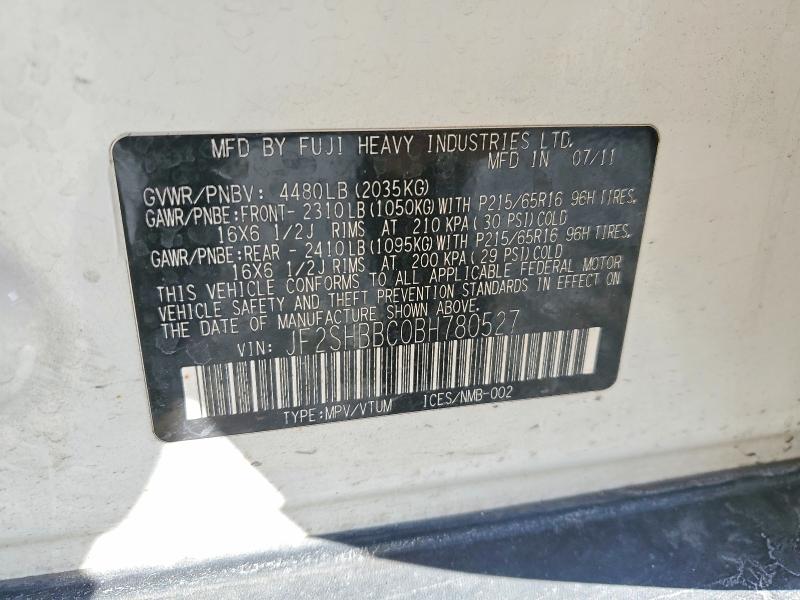 Продаж на аукціоні авто 2011 Subaru Forester, vin: JF2SHBBC0BH780527, номер лоту: 78354615