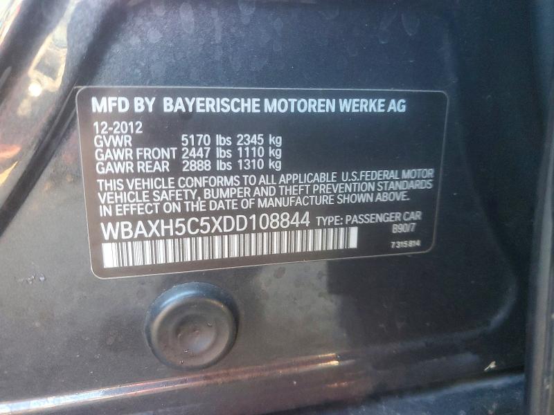 76995555 :رقم المزاد ، WBAXH5C5XDD108844 vin ، 2013 Bmw 528 مزاد بيع