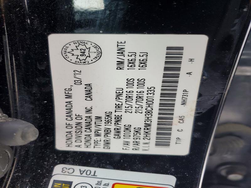 77687805 :رقم المزاد ، 2HKRM3H38CH001335 vin ، 2012 Honda Cr-v مزاد بيع