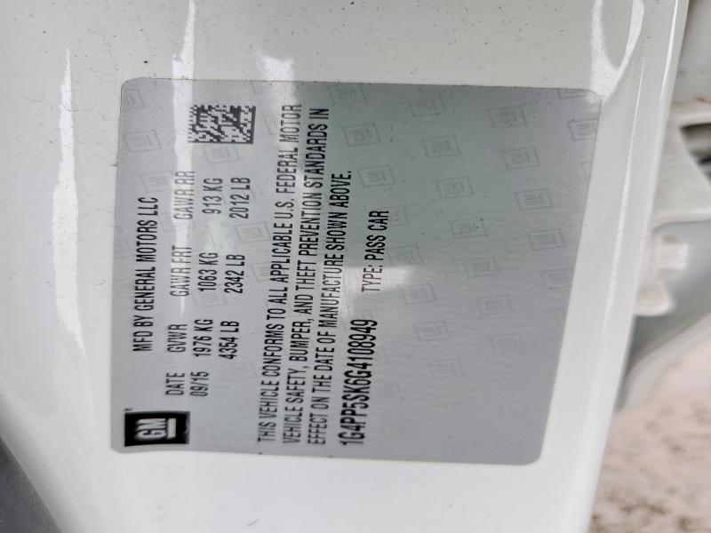 75468885 :رقم المزاد ، 1G4PP5SK6G4108949 vin ، 2016 Buick Verano مزاد بيع