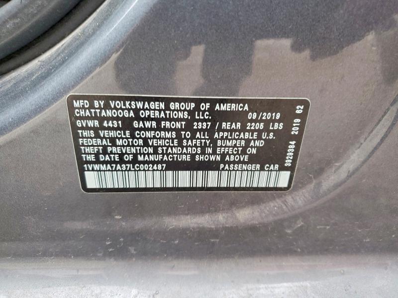 Продаж на аукціоні авто 2020 Volkswagen Passat, vin: 1VWMA7A37LC002487, номер лоту: 78448415
