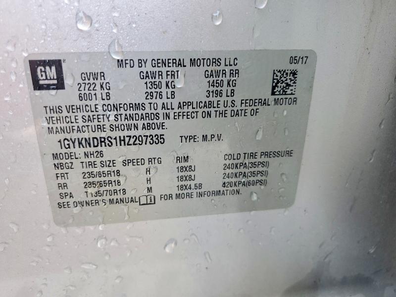 2017 Cadillac Xt5 მანქანა იყიდება აუქციონზე, vin: 1GYKNDRS1HZ297335, აუქციონის ნომერი: 76563315