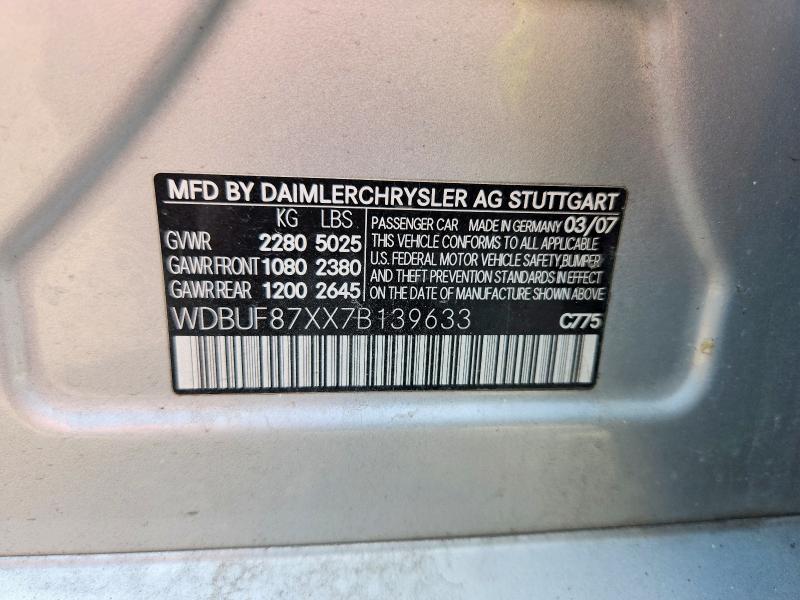 Продаж на аукціоні авто 2007 Mercedes-benz E, vin: WDBUF87XX7B139633, номер лоту: 79421965