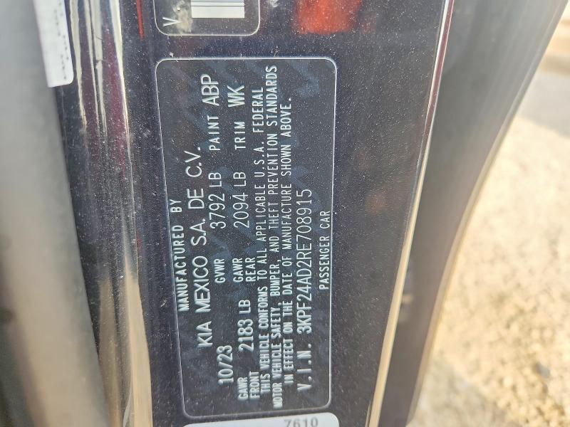 77888195 :رقم المزاد ، 3KPF24AD2RE708915 vin ، 2024 Kia Forte مزاد بيع