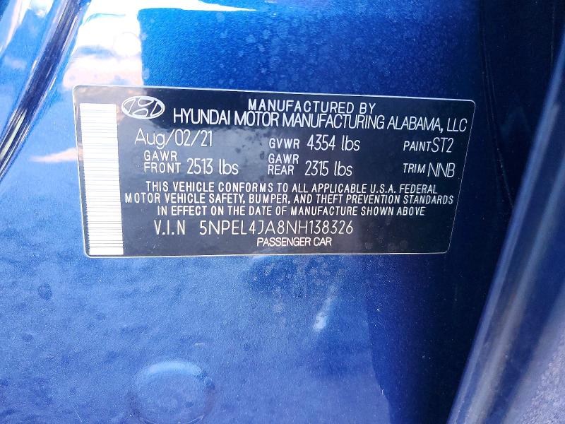 Продаж на аукціоні авто 2022 Hyundai Sonata, vin: 5NPEL4JA8NH138326, номер лоту: 76028915