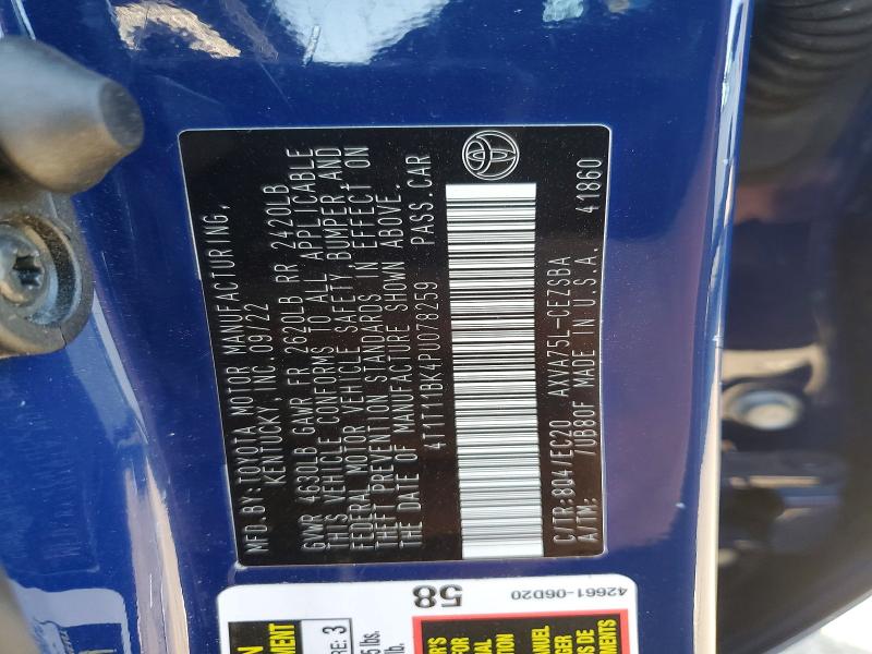 53997526 :رقم المزاد ، 4T1T11BK4PU078259 vin ، 2023 Toyota Camry مزاد بيع