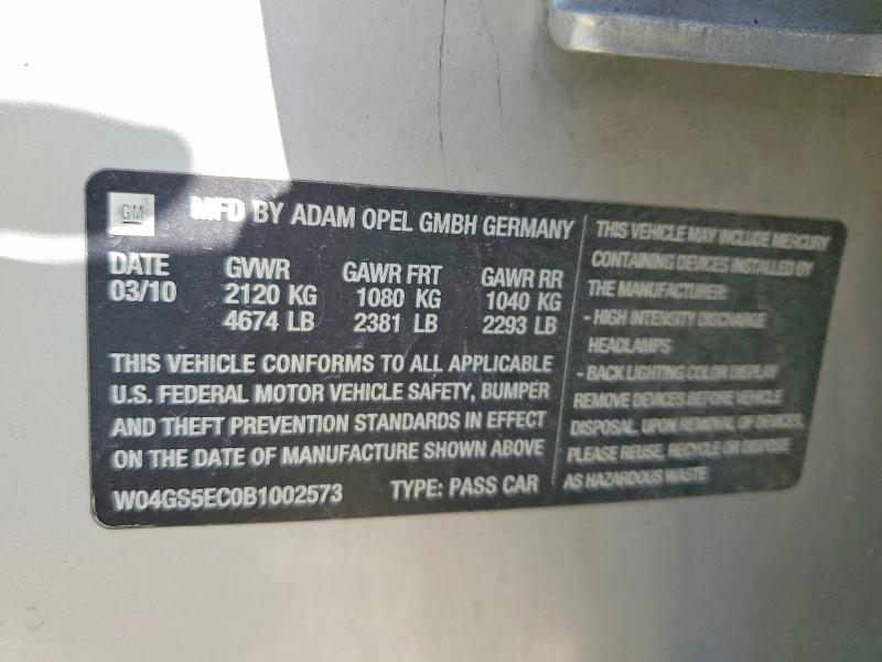 2011 Buick Regal მანქანა იყიდება აუქციონზე, vin: W04GS5EC0B1002573, აუქციონის ნომერი: 77859135