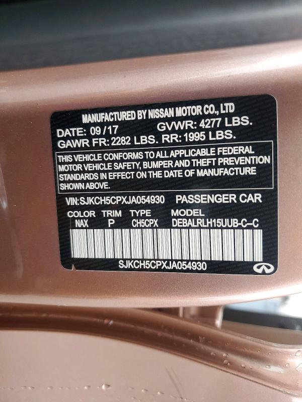 Aukcja sprzedaży 2018 Infiniti Qx30, vin: SJKCH5CPXJA054930, numer aukcji: 76798805