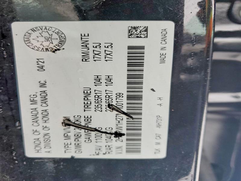 2021 Honda Cr-v Lx მანქანა იყიდება აუქციონზე, vin: 2HKRW1H27MH001799, აუქციონის ნომერი: 73864755