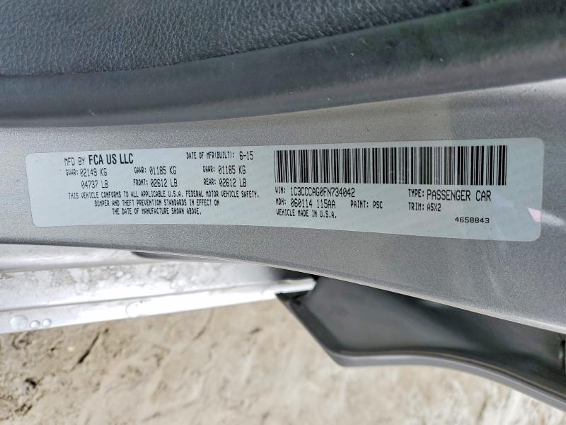79201535 :رقم المزاد ، 1C3CCCAG0FN734042 vin ، 2015 Chrysler 200 مزاد بيع