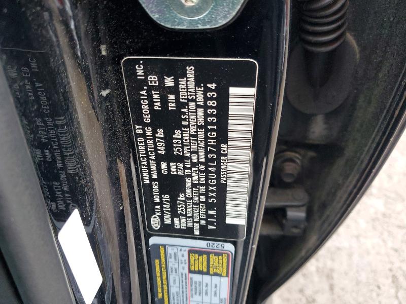 2017 Kia Optima მანქანა იყიდება აუქციონზე, vin: 5XXGU4L37HG133834, აუქციონის ნომერი: 78508415