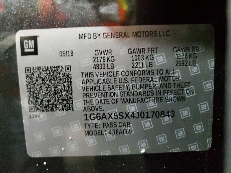 Aukcja sprzedaży 2018 Cadillac Cts, vin: 1G6AX5SX4J0170843, numer aukcji: 79141685
