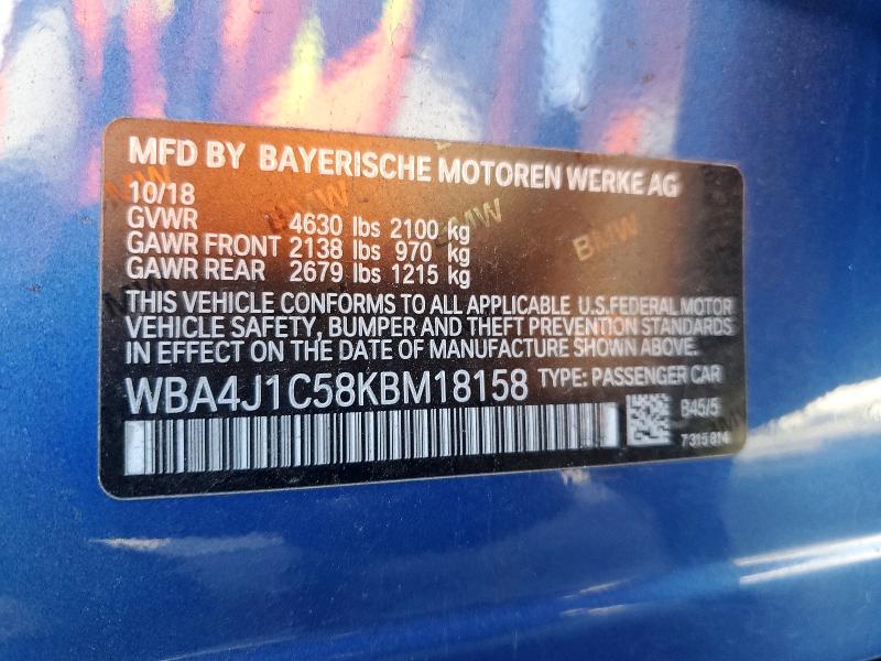 Продажа на аукционе авто 2019 Bmw 430i, vin: WBA4J1C58KBM18158, номер лота: 77354475