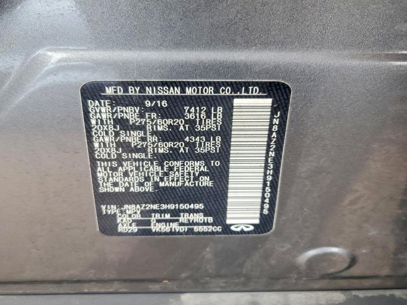 Aukcja sprzedaży 2017 Infiniti Qx80, vin: JN8AZ2NE3H9150495, numer aukcji: 77468385