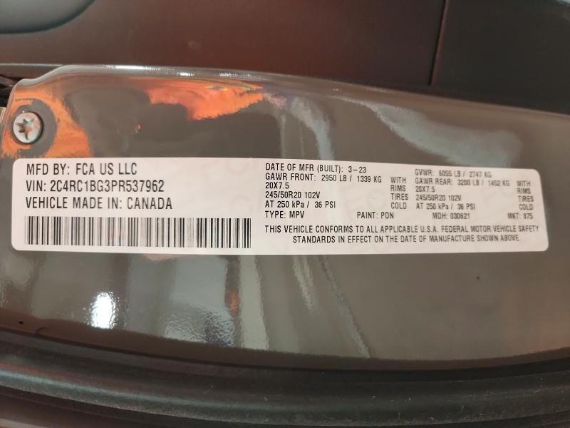 Продажа на аукционе авто 2023 Chrysler Pacifica, vin: 2C4RC1BG3PR537962, номер лота: 78736925