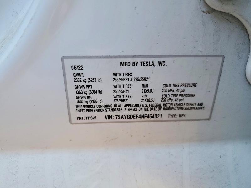 Продаж на аукціоні авто 2022 Tesla Model Y, vin: 7SAYGDEF4NF464021, номер лоту: 78607335
